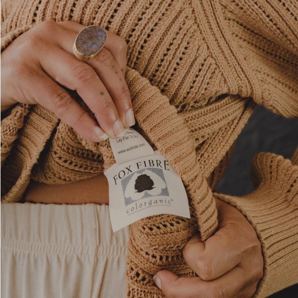 Wol Hide Beige Open-Knit Crewneck Sweater - Picture 8 of 12